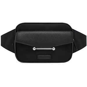 NWT Strathberry Mosaic Metal-Bar Nylon & Leather Belt Bag in Black